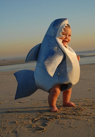 bebe disfrazado de tiburon