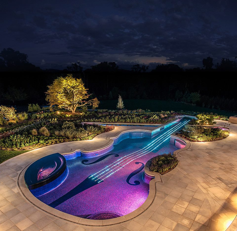 piscina con forma de violin