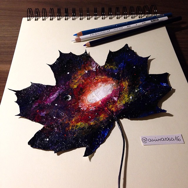 arte con hojas pintadas 6